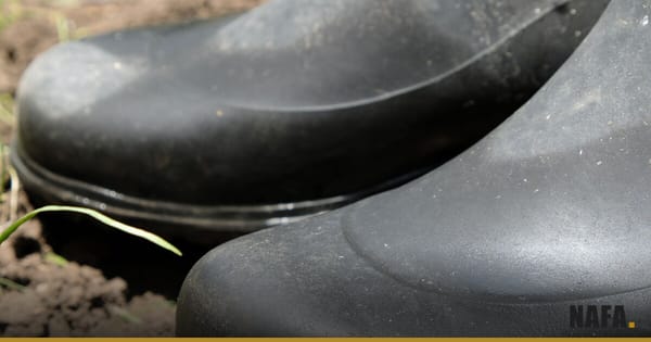 Paire de bottes en caoutchouc posées sur la terre, photo d'illustration